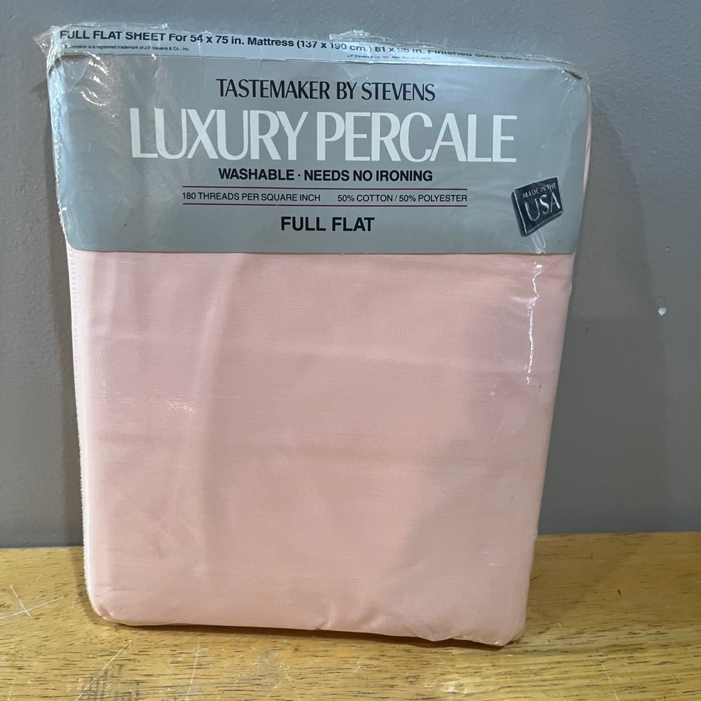Vtg Tastemaker by Stevens Full Flat Sheet Peach Luxury Percale Made in USA NEW